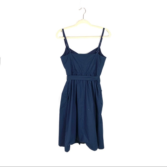 J. Crew Button Front Cotton Poplin Sundress Navy 6 - Picture 7 of 8